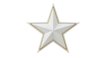 Isolated White Star with Golden Edges for Achievement Recognition