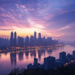 Obraz premium Chongqing skyline at sunrise.