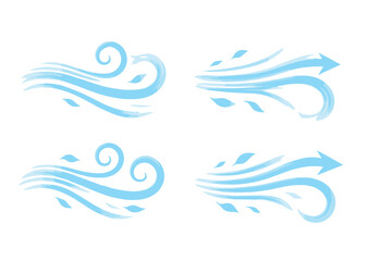 Obraz premium Vector icon depicting stylized wind patterns in varying directions suitable for web and graphic design