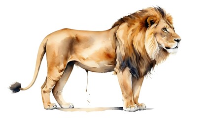 Obraz premium Majestic Male Lion in Watercolor