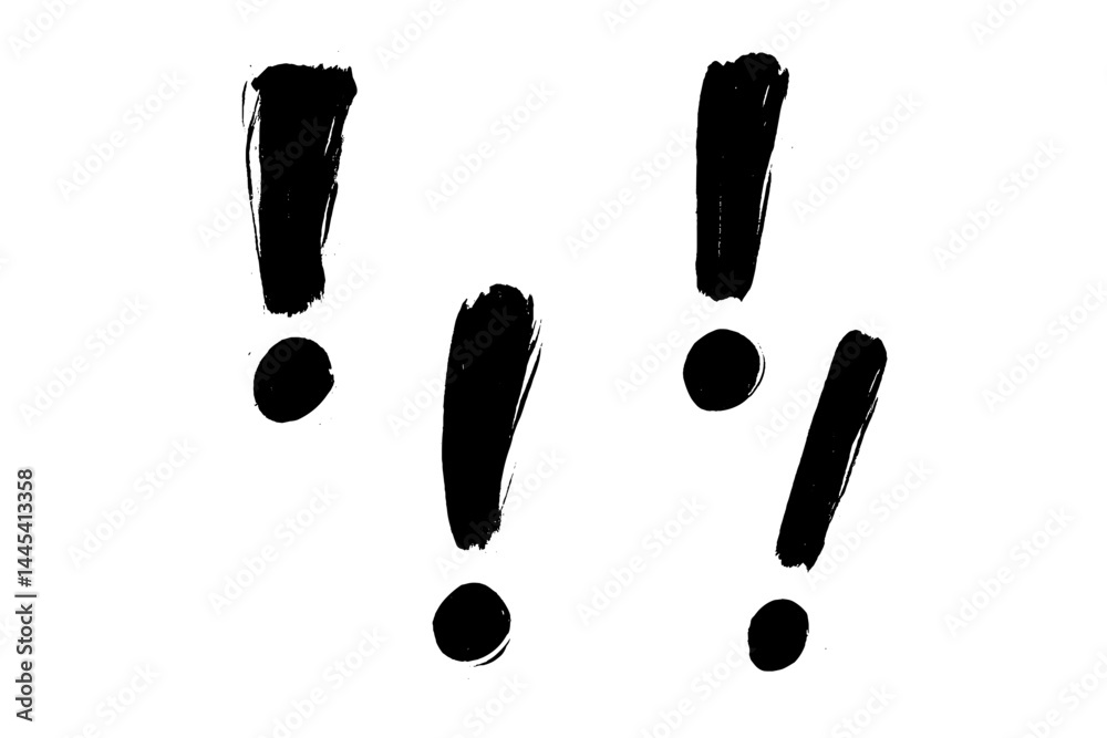 Poster bold vector icon showing three exclamation marks and dots, emphasizing urgency or excitement in digi