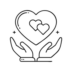 heart love and compassion icon, heart love and compassion line art - simple line art of heart love and compassion, perfect for heart love and compassion logos and icons