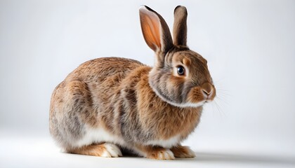 Obraz premium Adorable Brown Rabbit on White Background