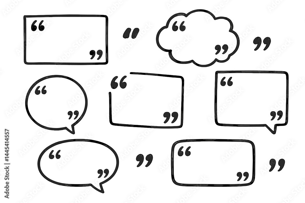 Poster collection of vector quotation and speech bubble icons ideal for expressing dialogue and thoughts in