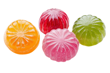 Delicious Colorful Hard Candies Sweet Treats Tasty Fruit Flavors Round Shaped red food pink candy on transparent background