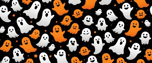 Obraz premium Cute Halloween Ghost Pattern