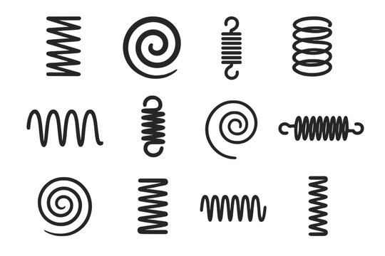 Diverse collection of vector icons showcasing various spiral and coil designs for creative projects