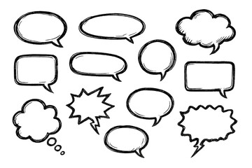 Variety of vector speech bubble icons for communication and graphic design projects
