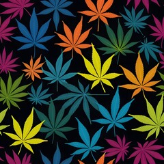 Fototapeta premium Colorful Cannabis Leaves Pattern