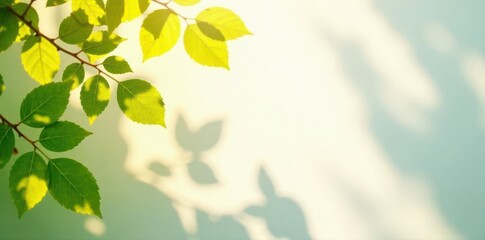 Obraz premium Sunlit colorful Riscus leaves, minimal summer design White background , sun rays, plant, minimal design