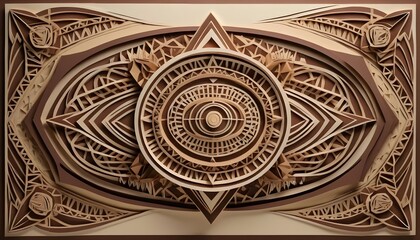 Obraz premium Abstract Beige and Brown Papercut Mandala