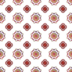 Bold Red Floral Geometric Seamless Pattern with 3D Effect