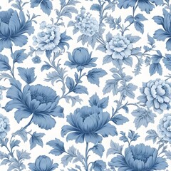 Fototapeta premium Seamless Blue Floral Pattern