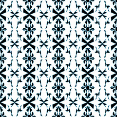 Geometric Tribal-Inspired Seamless Pattern in Blue and Black