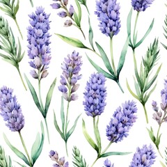 Obraz premium Watercolor Lavender Seamless Pattern