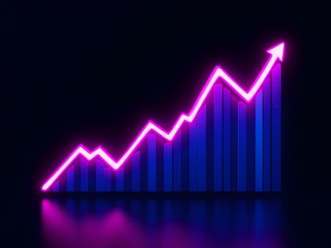 Business graph neon with arrow going up