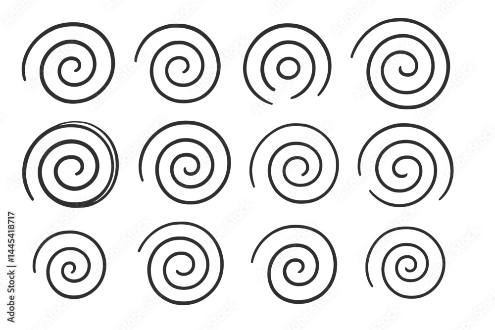 Poster spiral vector icons in various sizes and styles for creative design projects and digital application