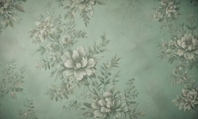 Faded green floral grunge texture, subtle distressed pattern, retro aesthetic, retro aesthetic, floral grunge, botanical