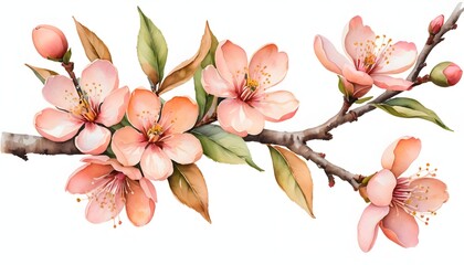 Peach Blossoms Watercolor Painting