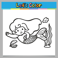 Mermaid swimming coloring sheet