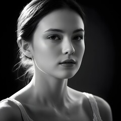 Fototapeta premium Black and White Portrait of a Young Woman