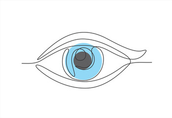 Eye continuous one line drawing. Hand drawn human eye. Editable stroke. 