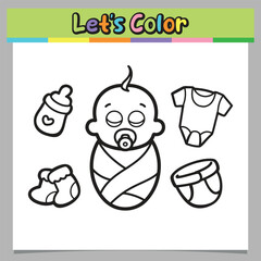 Baby sleeping coloring sheet