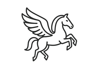 Vector icon of a winged horse in a dynamic pose representing strength and freedom in mythical contexts