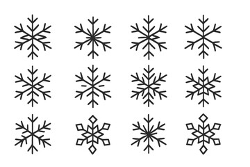 Various snowflake vector icons showcasing unique designs for winter themes and seasonal decorations