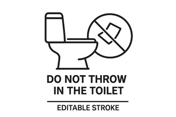 Sign indicating no waste disposal in toilet for proper sanitation practices