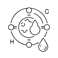 methane icon, methane line art - simple line art of methane, perfect for methane logos and icons