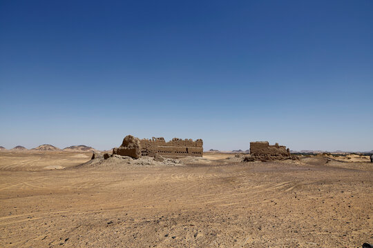 Remains of an ancient settlement from the 4th-5th century AD in the Black Desert in Egypt