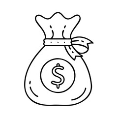 money bag icon, money bag line art - simple line art of money bag, perfect for money bag logos and icons