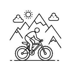 Obraz premium mountain biking icon, mountain biking line art - simple line art of mountain biking, perfect for mountain biking logos and icons