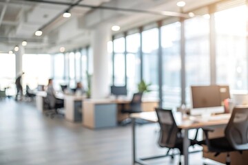 Office collaboration in a modern workspace city image with blur background bright environment