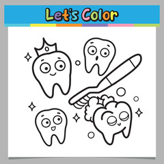 cute teeth character coloring sheet