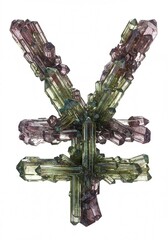 Crystal Gemstone Typeface  Mineral Typography with Emerald and Amber Crystals the character YEN