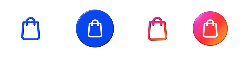 shopping bag ecommerce set 3D icon