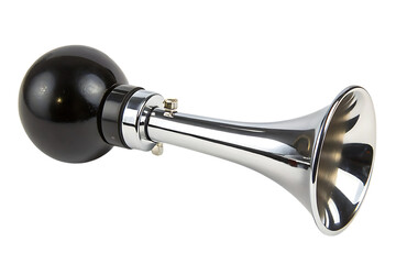 Vintage chrome bicycle horn, classic bike accessory on transparent background