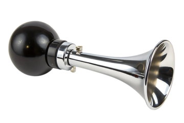 Vintage chrome bicycle horn, classic bike accessory on transparent background