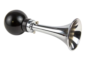 Vintage chrome bicycle horn, classic bike accessory on transparent background