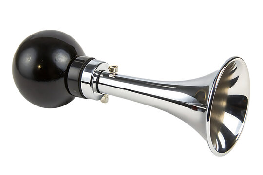 Vintage chrome bicycle horn, classic bike accessory on transparent background
