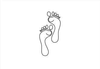 Continuous single line drawing of human footprint. Editable stroke. 