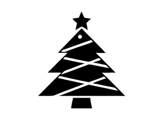 Fototapeta premium Christmas Tree Silhouette Icon Holiday Decoration Symbol