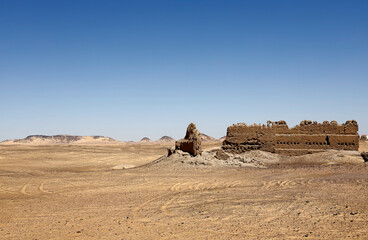 Remains of an ancient settlement from the 4th-5th century AD in the Black Desert in Egypt