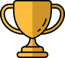 Golden Trophy Vector Icon – Flat Design Award Cup for Winner Recognition and Achievement in Sports, Competitions, and Games
