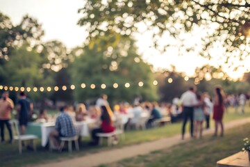 Outdoor celebration gathering park setting event with blur background social atmosphere