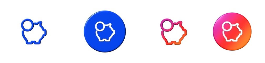 piggy bank ecommerce set 3D icon