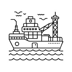 Obraz premium offshore support vessel icon, offshore support vessel line art - simple line art of offshore support vessel, perfect for offshore support vessel logos and icons