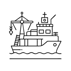 offshore support vessel icon, offshore support vessel line art - simple line art of offshore support vessel, perfect for offshore support vessel logos and icons